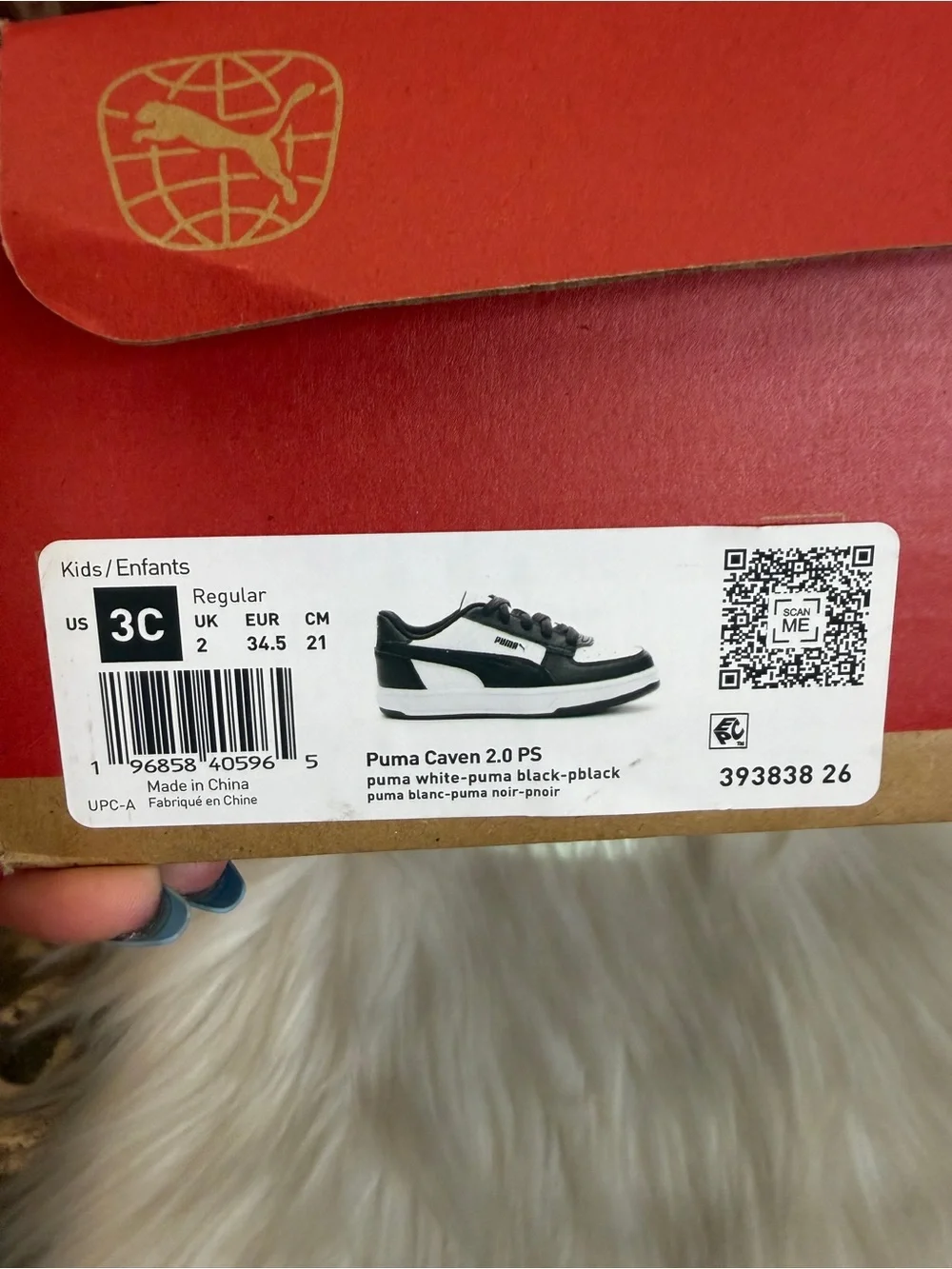 Puma Kids Caven 2.0 PS Black White Sneakers Shoes Size 3C
